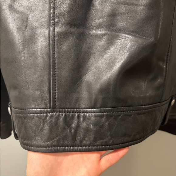 All Saints Milo Asymmetric Zip Leather Moto Jacket, Sz S - Picture 12 of 16
